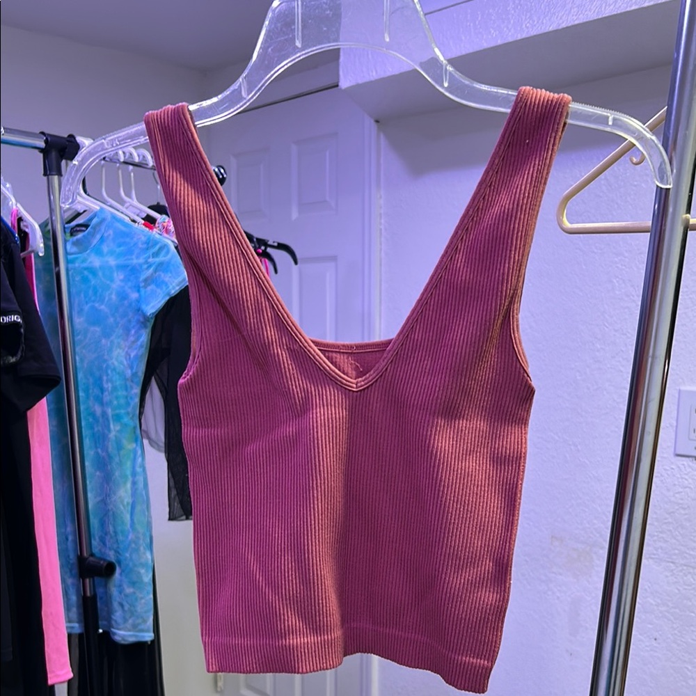 Ribbed Pink Tank Top